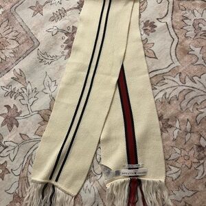 Tommy Hilfiger Cream Scarf with Red and Navy Center Stripe